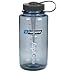 Nalgene BPA Free Tritan Wide Mouth Water Bottle, 32 Oz, Gray with Black Lid