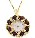 Sterling Silver Vermeil Genuine Garnet Wreath Watch Pendant