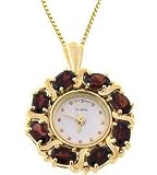 Sterling Silver Vermeil Genuine Garnet Wreath Watch Pendant