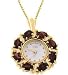 Sterling Silver Vermeil Genuine Garnet Wreath Watch Pendant
