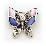 Sterling Silver Marcasite Mother of Pearl Butterfly Pin