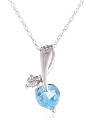 10k Gold Heart Gemstone Diamond Pendant Necklace (0.005 ct, I-J Color, I2-3 Clarity), 18"