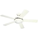 Westinghouse  7801720 Comet Two-Light 52-Inch Reversible Five-Blade Indoor Ceiling Fan, White with Frosted Glass