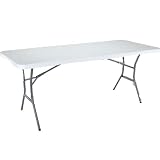 Lifetime 25011 6-Foot Fold-In-Half Commercial Table, White Granite Tabletop Gray Frame