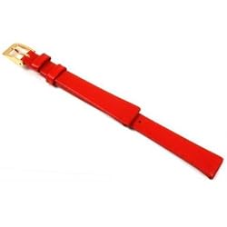 Red Leather Watch Band Ladies Long Wrist Strap 14mm