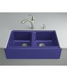 Kohler K-6534-4U-30 Hawthorne Apron-Front, Undercounter Kitchen Sink with Four-Hole Oversized Centers, Iron Cobalt