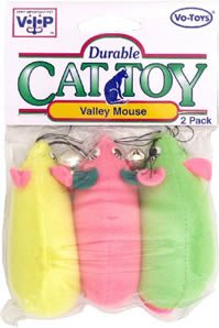 Vo-Toys Neon Mouse 3in Cat Toy