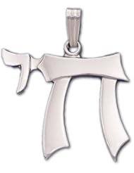 0.925 Sterling Silver Jewish Chai Symbol Pendant Charm