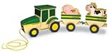 John Deere Wooden Tractor with Hay Wagons