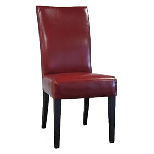 6 Red Tatiana Leather Parsons Dining Room Chairs Set