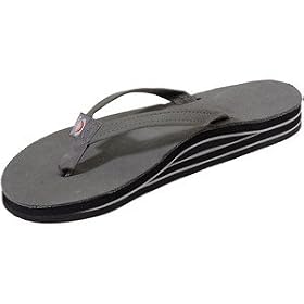 Womens Rainbow Sandals Premier Leather Double Stack Narrow Strap