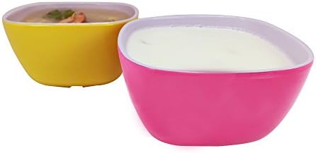 Layaoyao Dinnerware Melamine Soup/Cereal Bowl,5.5 inches,Square plate,pink