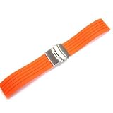 Produkt-Bild: Kautschukuhrenarmband (orange) Faltschlie&szlig;e Bandansto&szlig; 24 mm