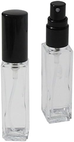 Mini Empty Spray Bottle Glass Sprayer 8ml Portable Metal Empty Atomizer Tool Square Purse Black Top