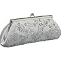 Beaded Sequin Flowers Design, Clutch, Metal Frame, Evening Bag - Anastacia (Silver)
