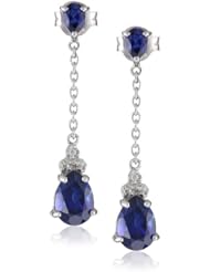 XPY Sterling Silver and Created Sapphire Drop Earrings