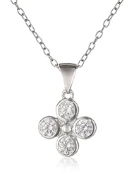 Sterling Silver Swarovski Cubic Zirconia Flower Petal Pendant Necklace, 18"