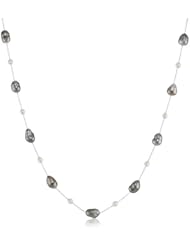 Baggins Tahitian Keshi and Akoya Pearl Tin Cup Necklace, 18"
