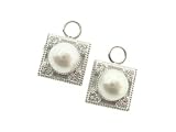 Square 4 Heart Earring Charms with Pearls in White Gold by Jude Frances