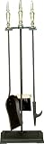 Outdoor Living : UniFlame 4 Piece Triple-Plated Polished Brass/Black Fireset