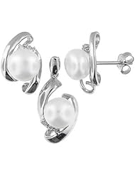 Sterling Silver and Freshwater Pearl Earring and Pendant Set