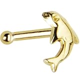 Solid 14KT Yellow Gold Dolphin Nose Bone