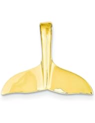 14K Yellow Gold Whale Tail Slide Pendant Charm Jewelry