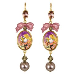 Tarina Tarantino PEARL AND CRYSTAL BARBIE DROP EARRINGS Mauve *