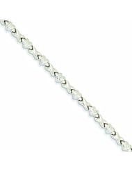 Genuine 14K Yellow Gold White Gold Polished Heart & X Bracelet 7 Inches 3 Grams Of Gold 100% Satisfaction Guaranteed.