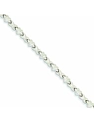 14K White Gold Polished Heart & X Bracelet 7 Inches