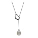Heart Shape Lariat Necklace Sterling Silver 10.5-11mm White Freshwater Pearl High Luster, 21" Length.