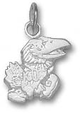 Kansas Jayhawks Solid Sterling Silver Jayhawk 7/16'' 3-Dimension Pendant