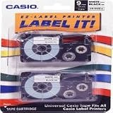Casio XR-9WE2S 9mm Labeling Tape (Black on White) 2-Pack