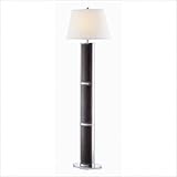 IMAGE OF Lite Source LS-8969C/DWAL Hynes Floor Lamp, Chrome And Dark Brown Leather with Fabric Shade