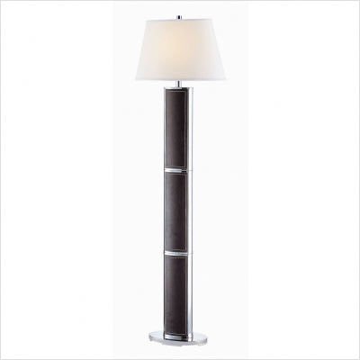 Lite Source LS-8969C/DWAL Hynes Floor Lamp, Chrome And Dark Brown Leather with Fabric Shade