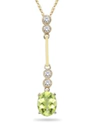 0.16 Cts Diamond & 2.00 Cts Peridot Pendant in 14K Yellow Gold