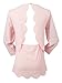 Persun Women Open Back Two-layer Scallop Trims Blouse