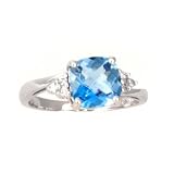 14K 1.65 CT Swiss Blue Topaz & Diamond Ring