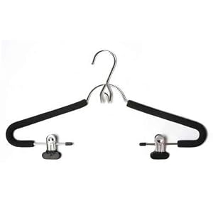 10 Chrome Plated Suit/Jacket Hangers with Non-Slip Black Foam & 2 Adjustable Strong Clips 41.5 cms wide