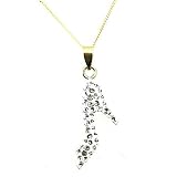 9ct Gold Shoe Pendant,Swarovski Elements, 18" Chain
