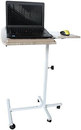 DH FurnitureBOX Modern Adjustable Computer Desk Laptop Tray Table Stand Bedroom for home office Steel Silver Tube w/ Black MDF