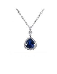 3.22Ct Pear Cut Sapphire & VS Diamond Pendant 18k Gold