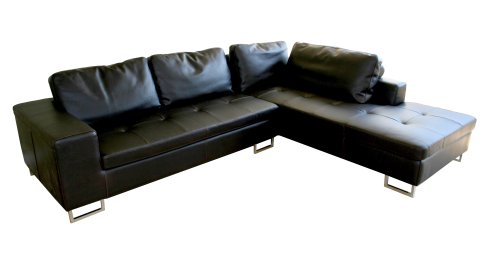 Baxton Studio 2-Piece Ettore Leather Sofa/Lying Sectional Set, Espresso Brown