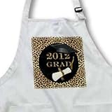 2012 Grad in Cheetah Print and Gold - BLACK Full Length Apron With Pockets 22w X 30l