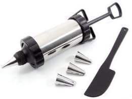 TribalSensation® Icing Syringe Gun Set with 4 Piping Metal Cake Nozzles for Sugarcraft,Fondant,Biscuit