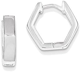 925 Sterling Silver Polished Round Huggie Earrings - 14mm