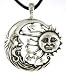 Sun Moon Windblown Celestial Amulet Charm Necklace Pendant Wicca Wiccan Pagan Metaphysical Spiritual Religious Women's Men's Silver Tone Jewelry