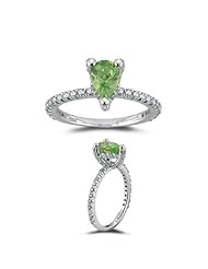 0.43 Cts Diamond & 1.04 Cts Tsavorite Garnet Ring in 14K White Gold