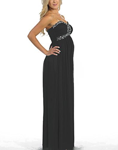 Trendy Tummy Maternity Finley Women's Formal Pregnancy Long Dress Evening Gown (Large, Black)