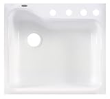 American Standard 7172.814.208 Silhouette 25-Inch Tile-Edge Americast Single Bowl Four-Hole Kitchen Sink, White Heat